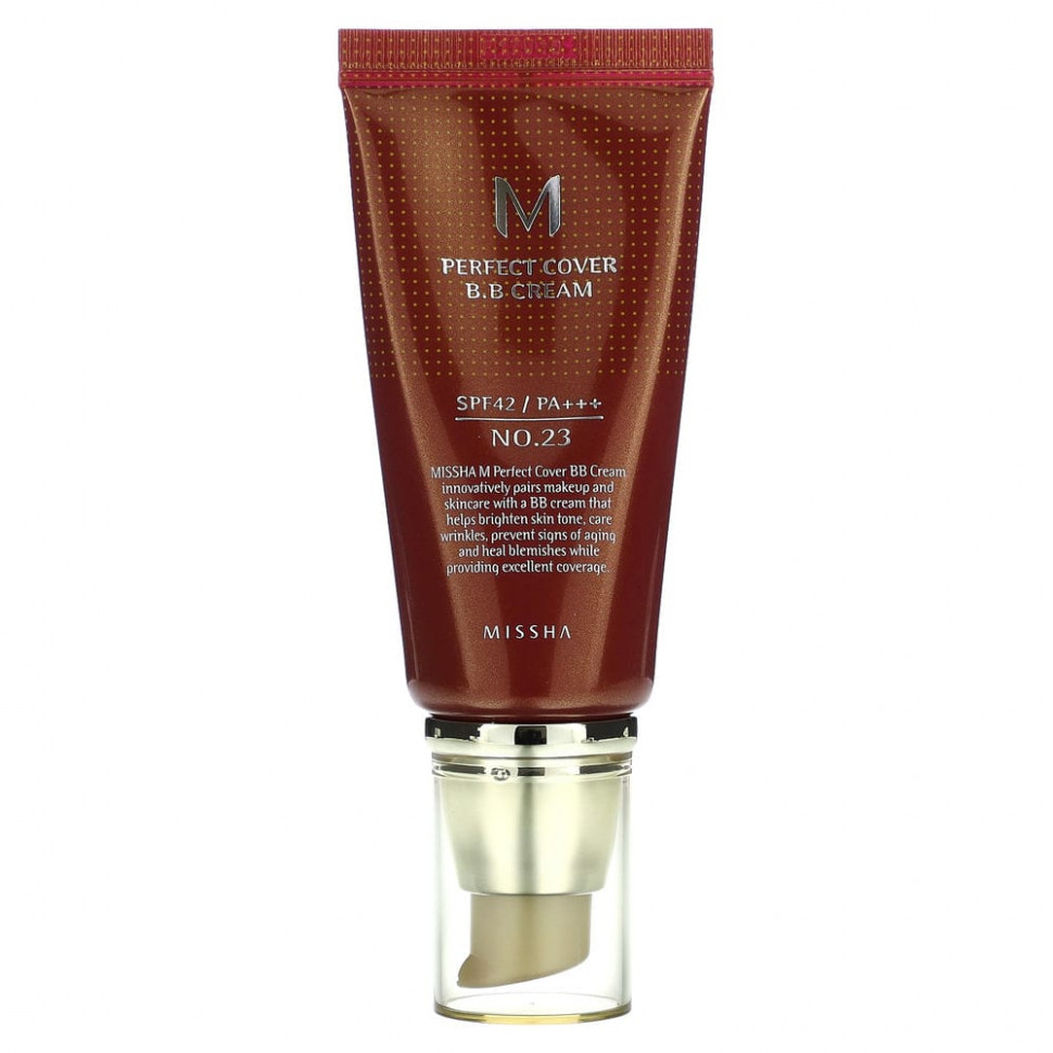 Missha, M Perfect Cover, BB-крем, SPF 42 PA+++, оттенок 23 натуральный бежевый, 50 мл (1,7 унции) - MSH-79312-№ 13 Яркий бежевый