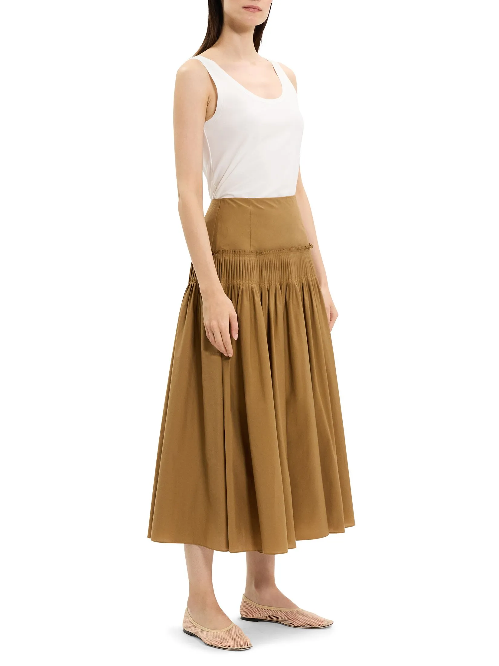 THEORY Women Maxi Skirt in Cotton-Blend Accordion
