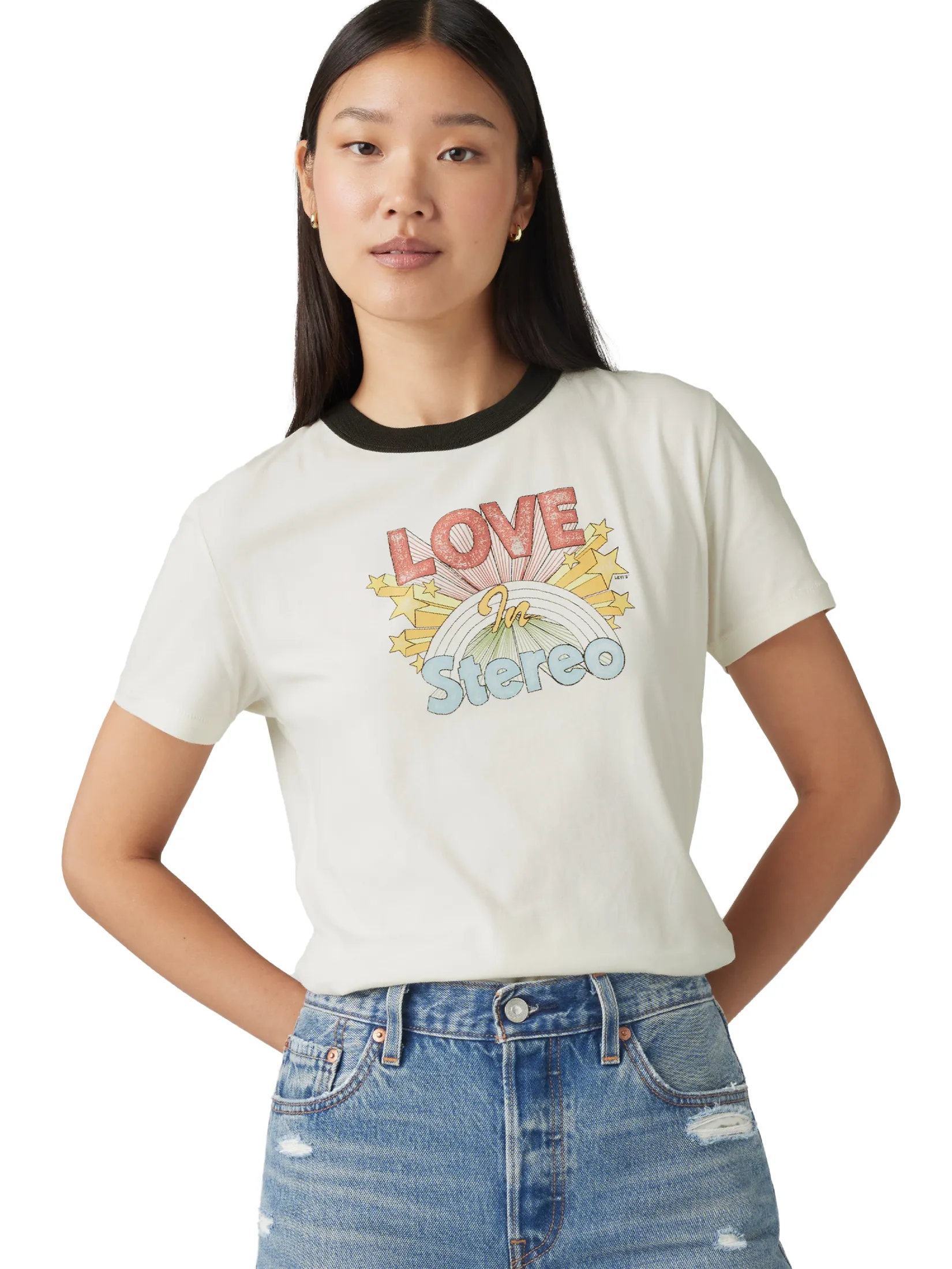 LEVI'S Women's Graphic Iconic Ringer T-Shirt Multi-Color