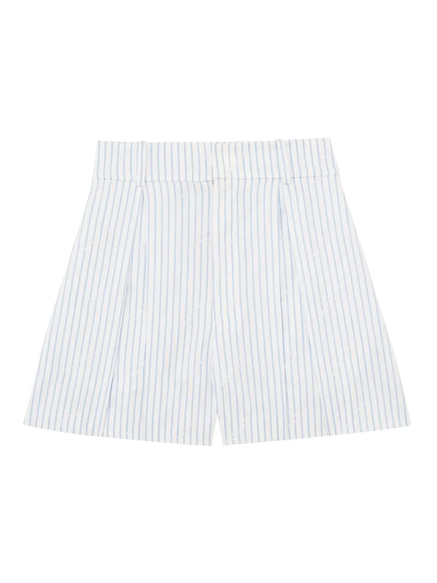 KLOSET (RS23) Striped Embroidered Shorts With Pockets At The Sides White