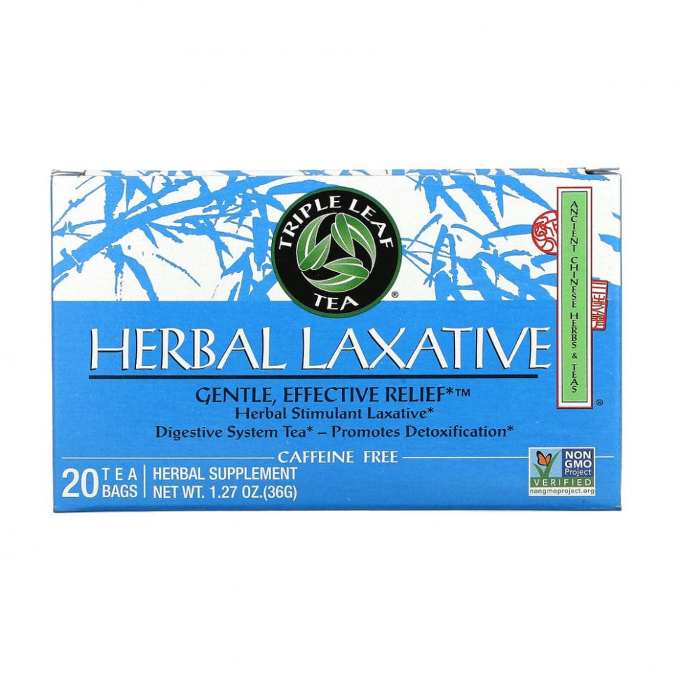Triple Leaf Tea, слабительное на основе трав, 20 чайных пакетиков по 36 г (1,27 унции)