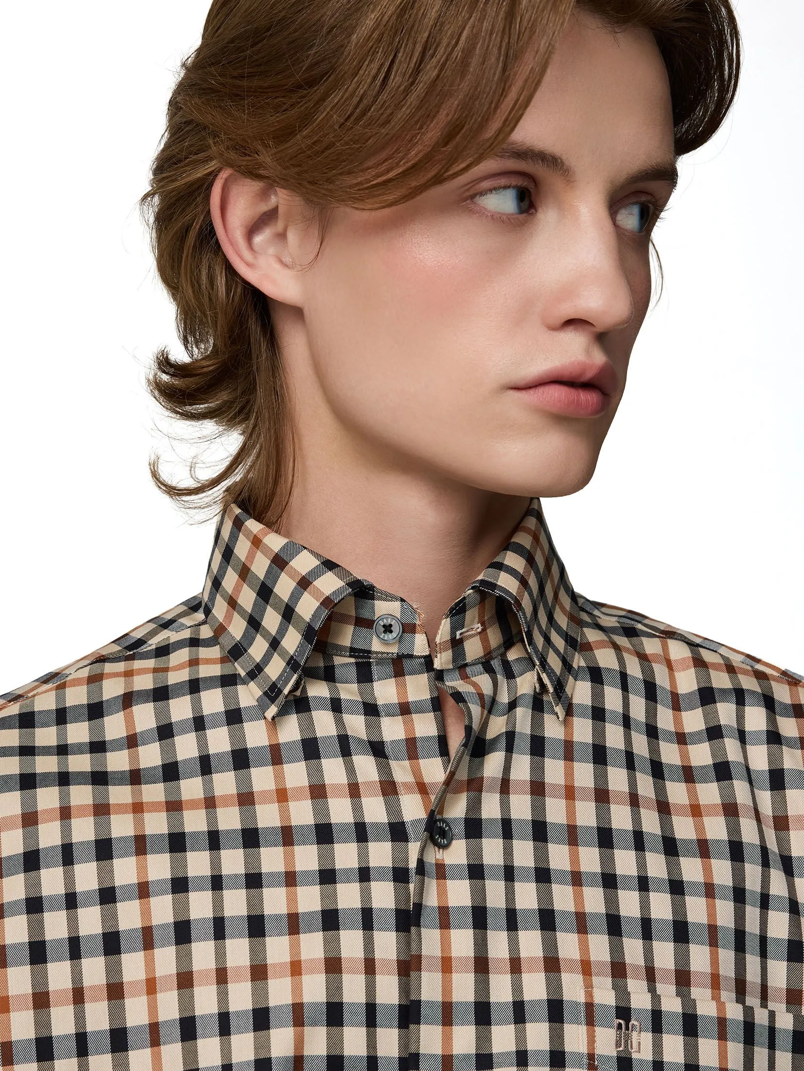 DAKS Men Long Sleeve Shirt Regular Fit Beige