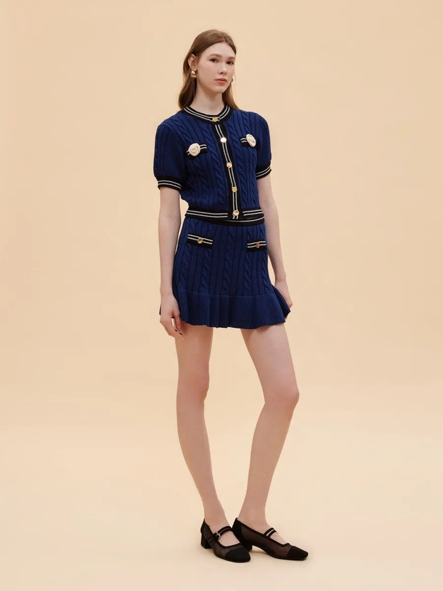 ASV ( SS24 ) Rosabella Knitted Women Mini Skirt Navy Blue