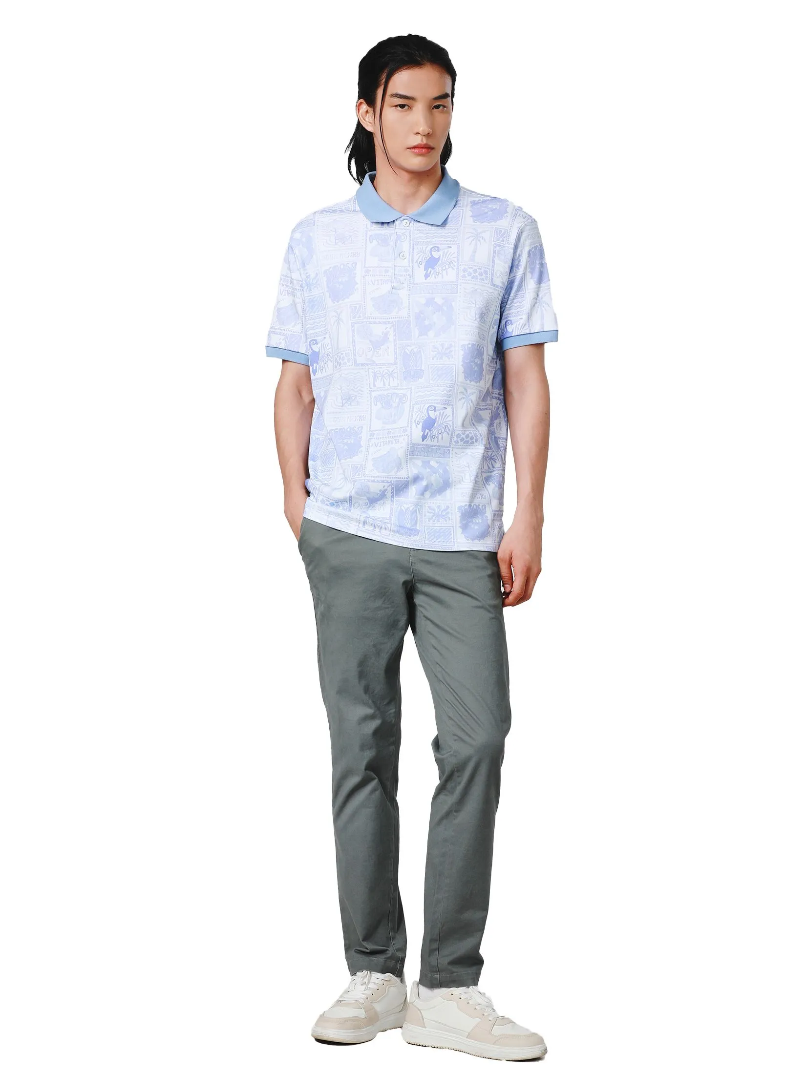 JOHN HENRY Men's Polo (Slim Fit) SONGKRAN FESTIVAL Blue