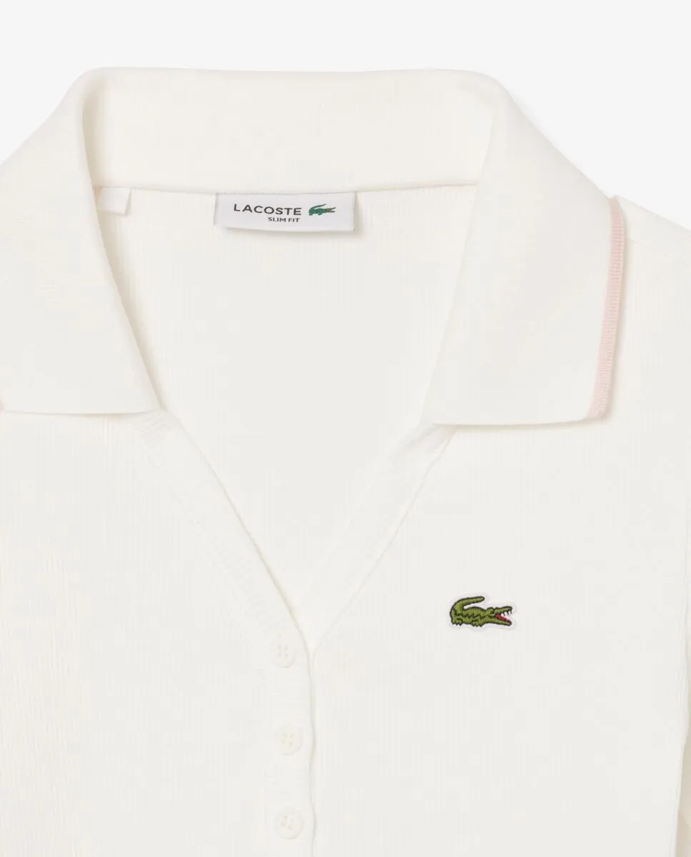 LACOSTE L.12.D Slim Fit Contrast Collar Polo Shirt White