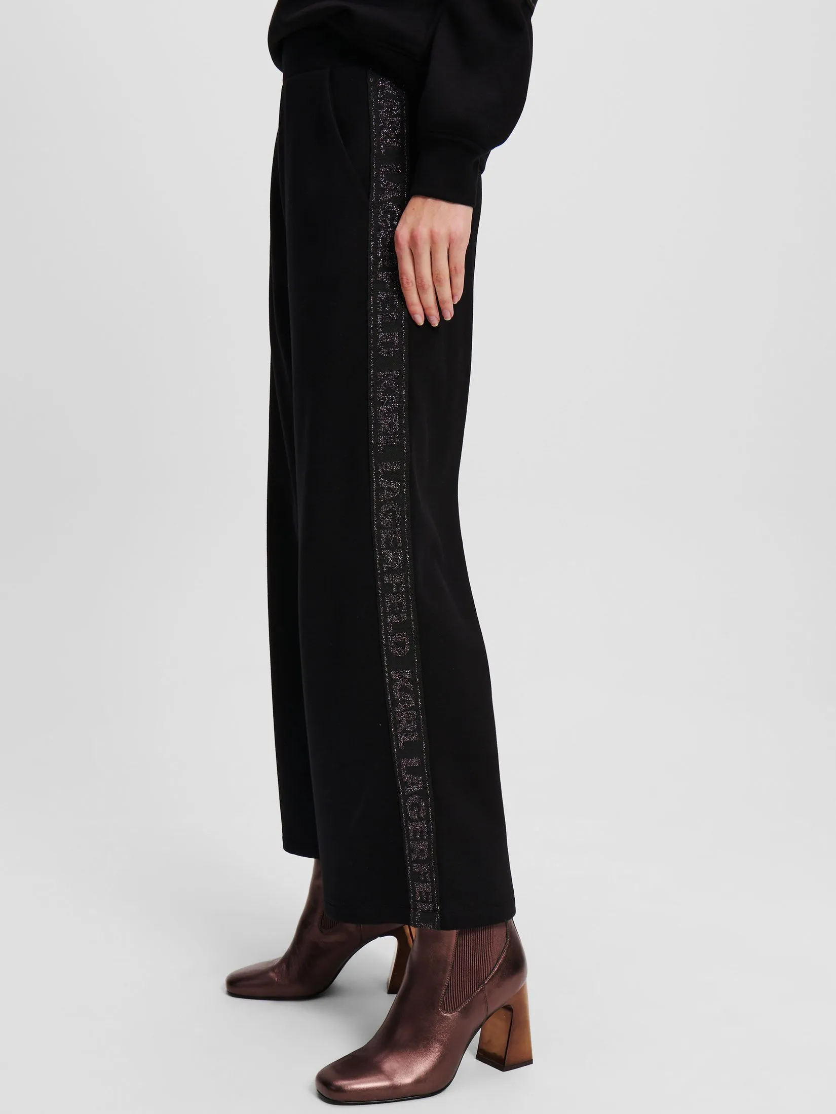 KARL LAGERFELD GLITTER LOGO TAPE CULOTTES BLACK