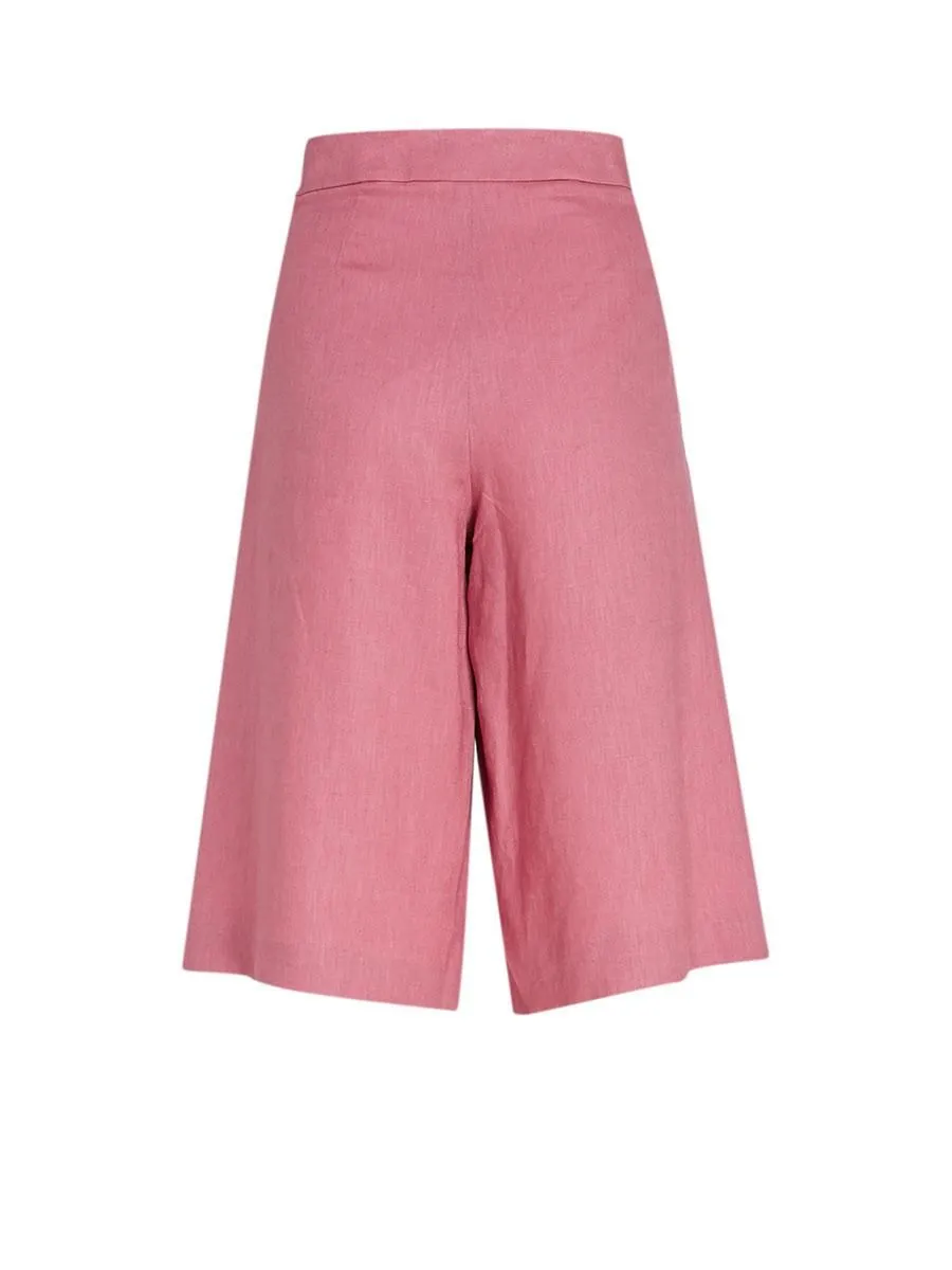 MONARCH Pink Linen Culottes Pants No.M97P195076