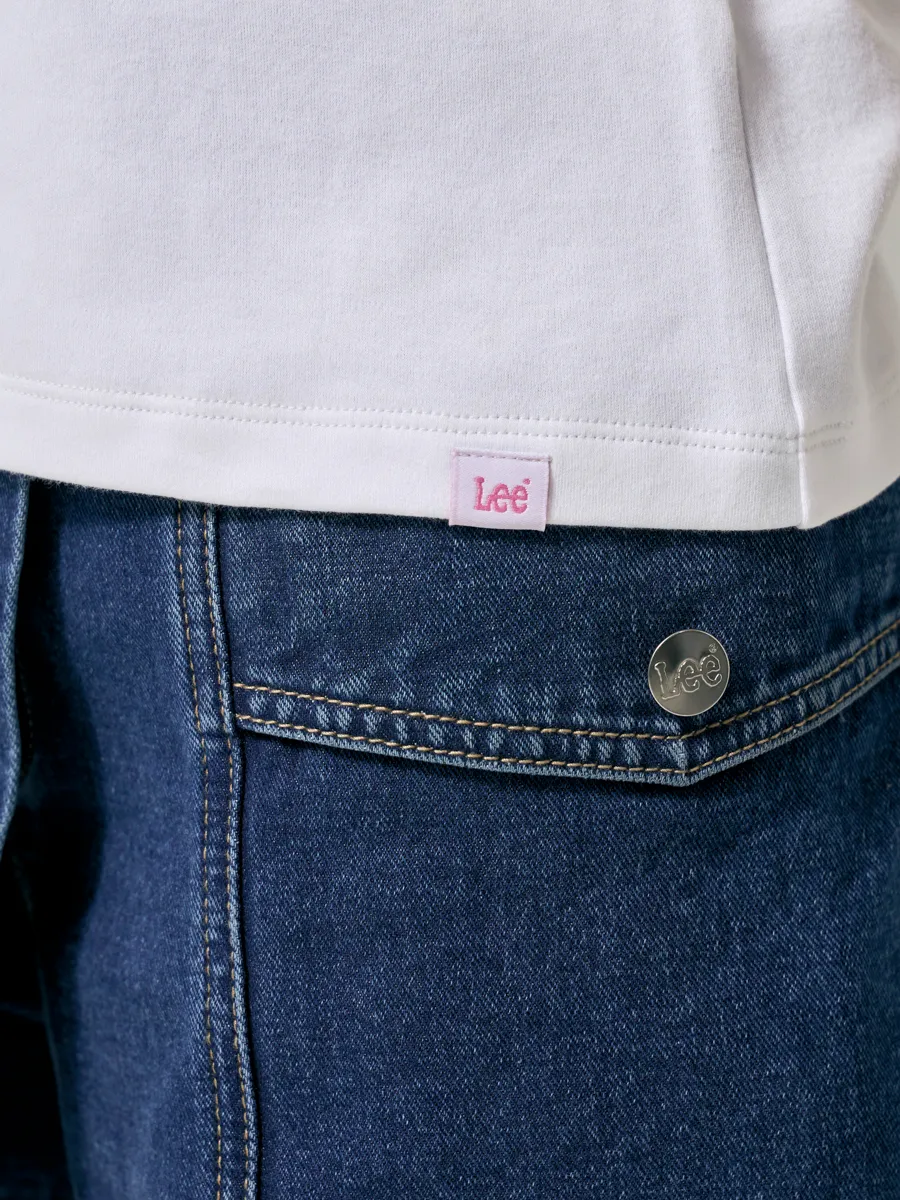 LEE Women s Tee Short Sleeve Lee Pink Collection Regular Fit White