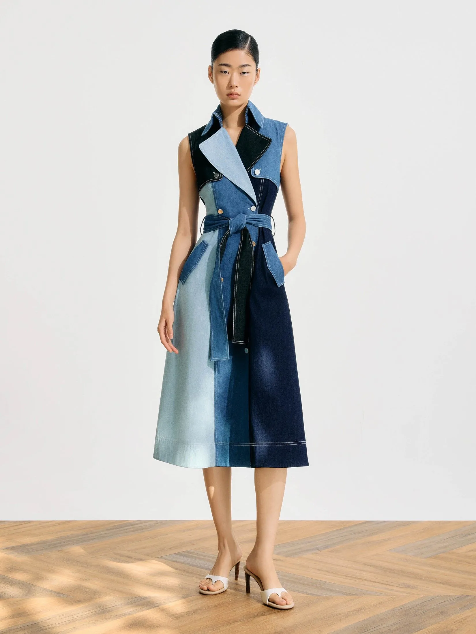 ASAVA ( SS25) Marlowe Striped Women Jumpsuit Navy Blue