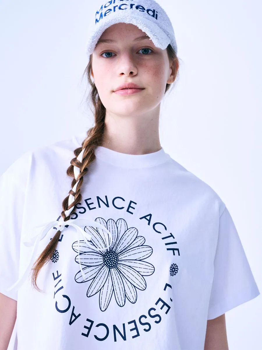 MARDI MERCREDI ACTIF Crop Tshirt Actif Emblem White Navy F