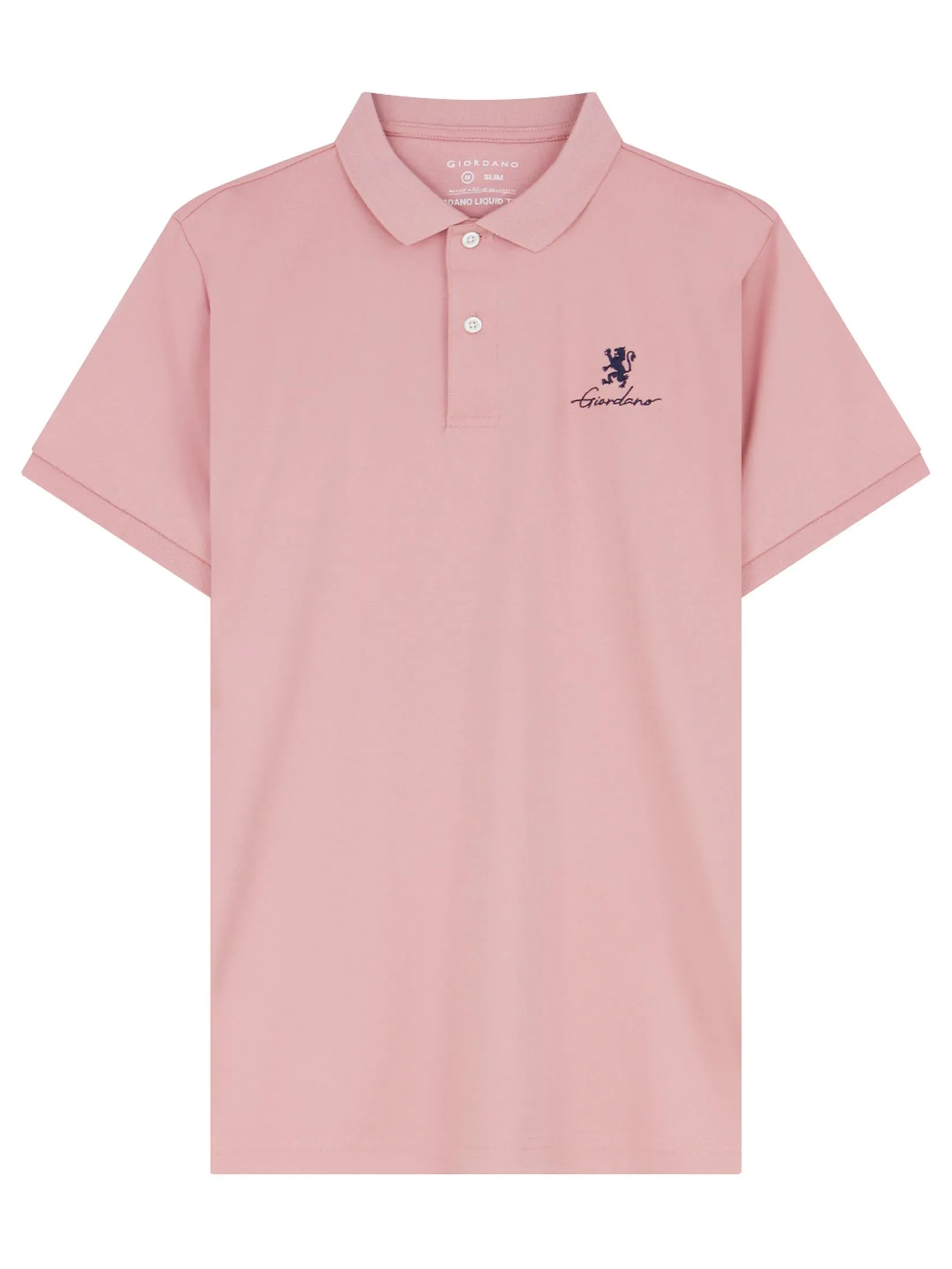 GIORDANO Men's Slim Interlock Plain Polo (Liquid Touch) Rose tan Size - L
