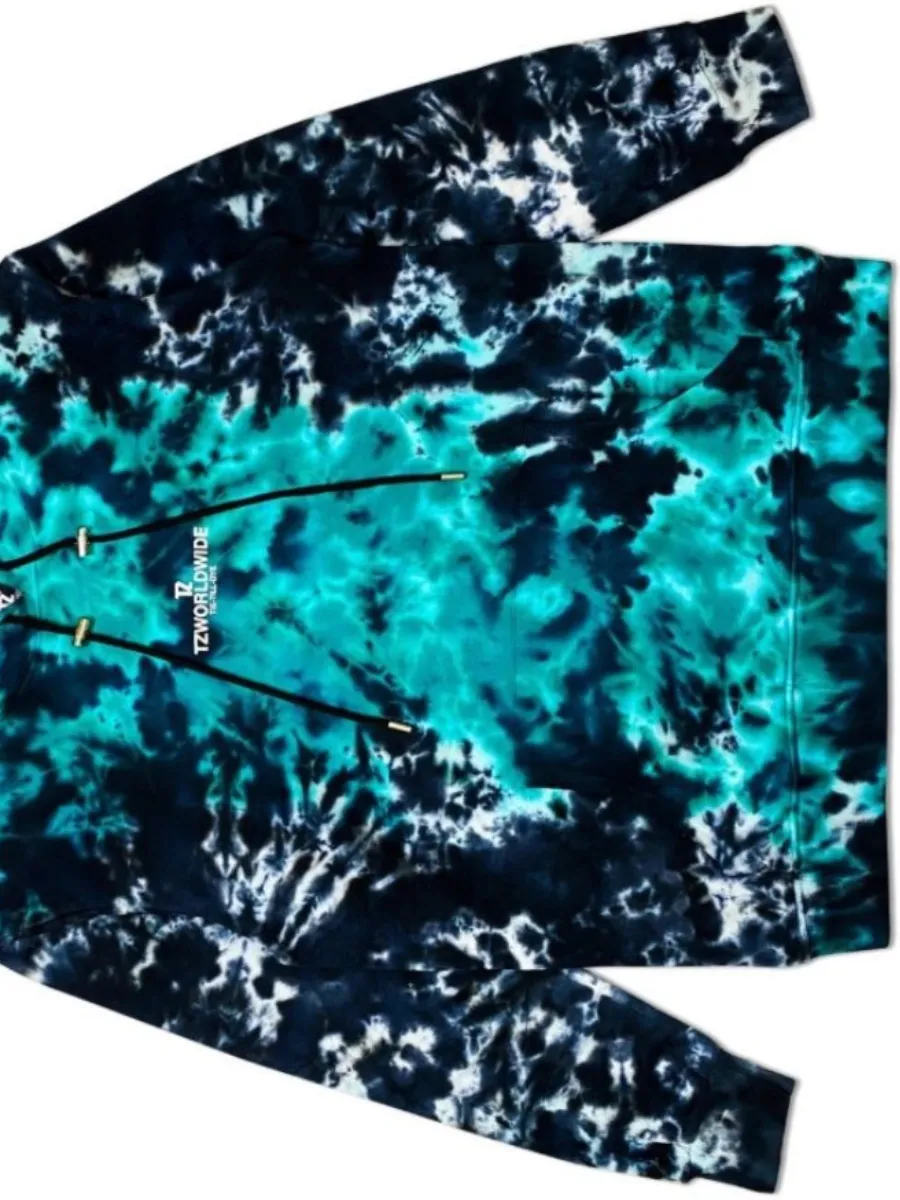 TZ WORLDWIDE Men HOODIE TZ TIE-TILL-DYE HOODIE - GREEN & BLACK