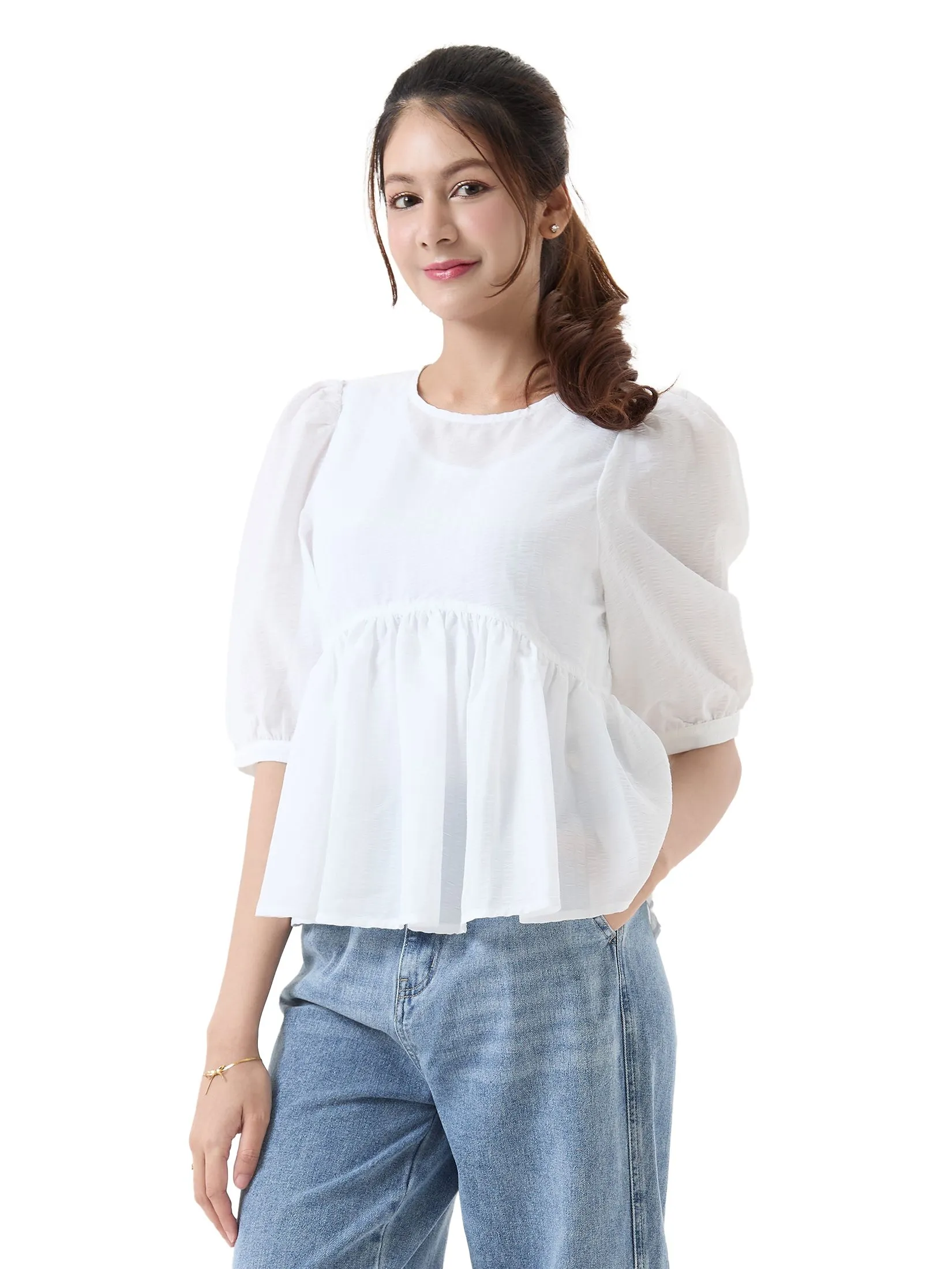 EP Peplum Blouse Woman Off White Size - L