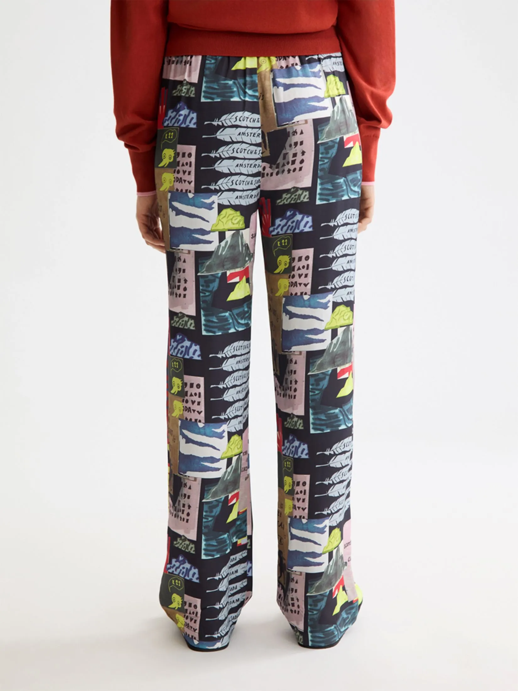 SCOTCH&SODA Women Trousers Gia - Mid Rise Wide Leg Elasticated