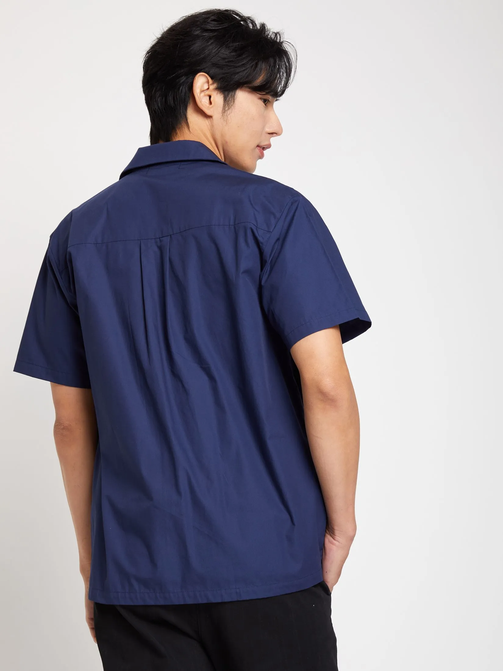 PACIFIC UNION Men Shirt Short Sleeves CNY Graphic Print Navy