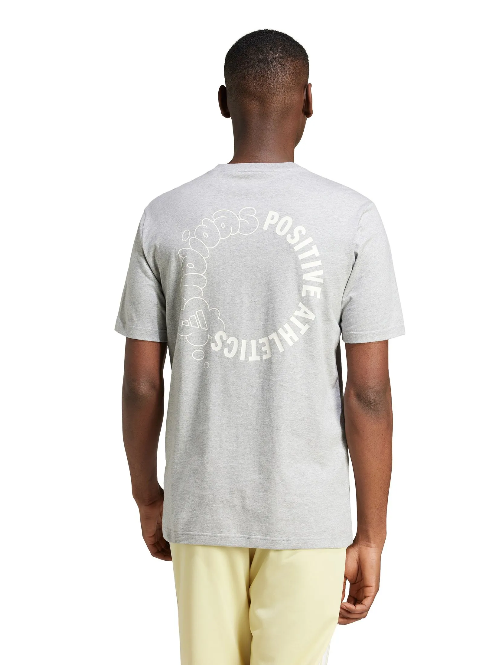 ADIDAS Men T-Shirt Lounge Verbiage Circle Graphic JJ3989 Medium Grey