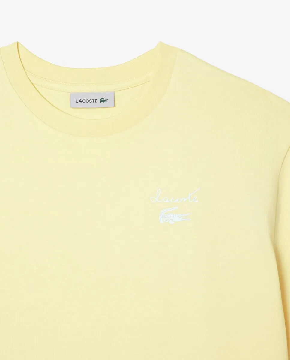 LACOSTE Oversized Branded Jersey T-Shirt Dress Yellow