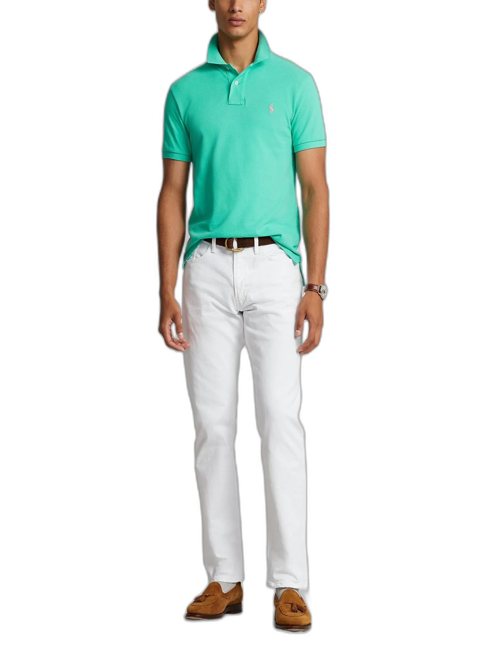 POLO RALPH LAUREN Polo Ralph Lauren  Custom Slim Fit Mesh Polo SUNSET GREEN/C3125