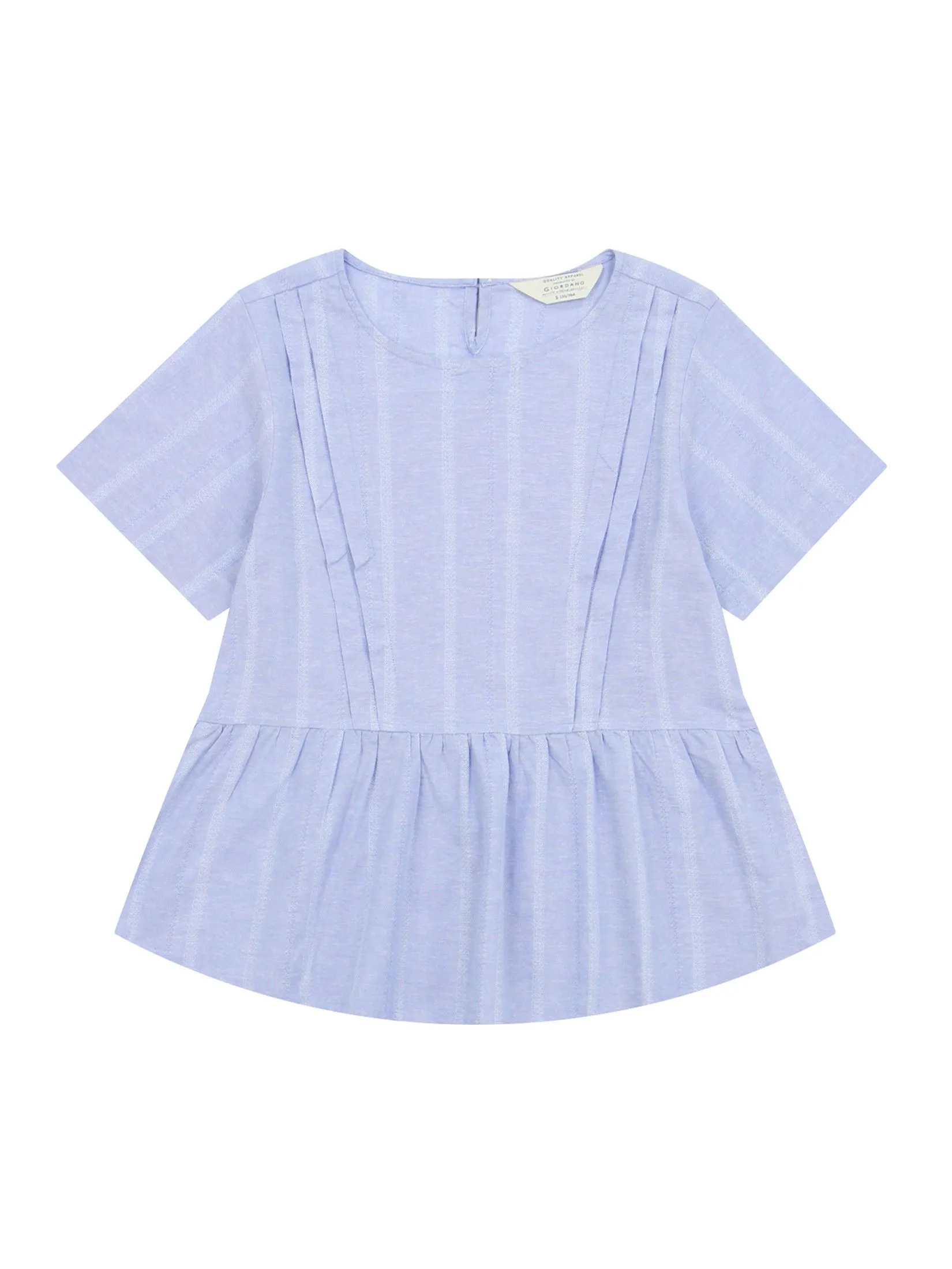 GIORDANO Women's Comfort Linen Shirt Blue x White