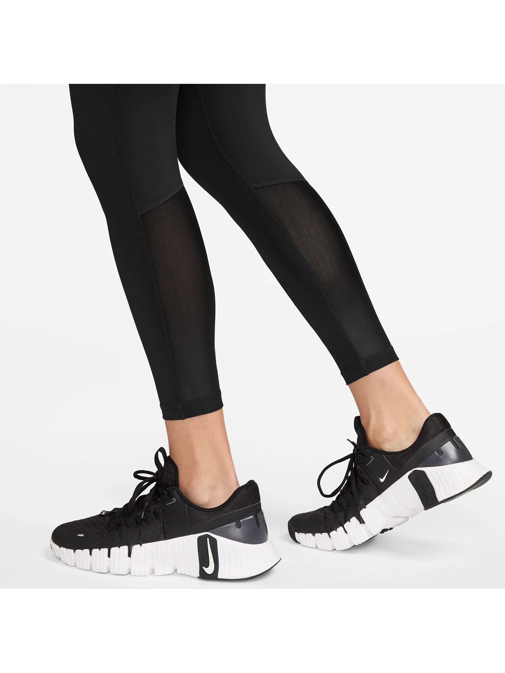 NIKE Women 7/8 Leggings Pro Mesh Panel Graphic HV2307-010 Black/White