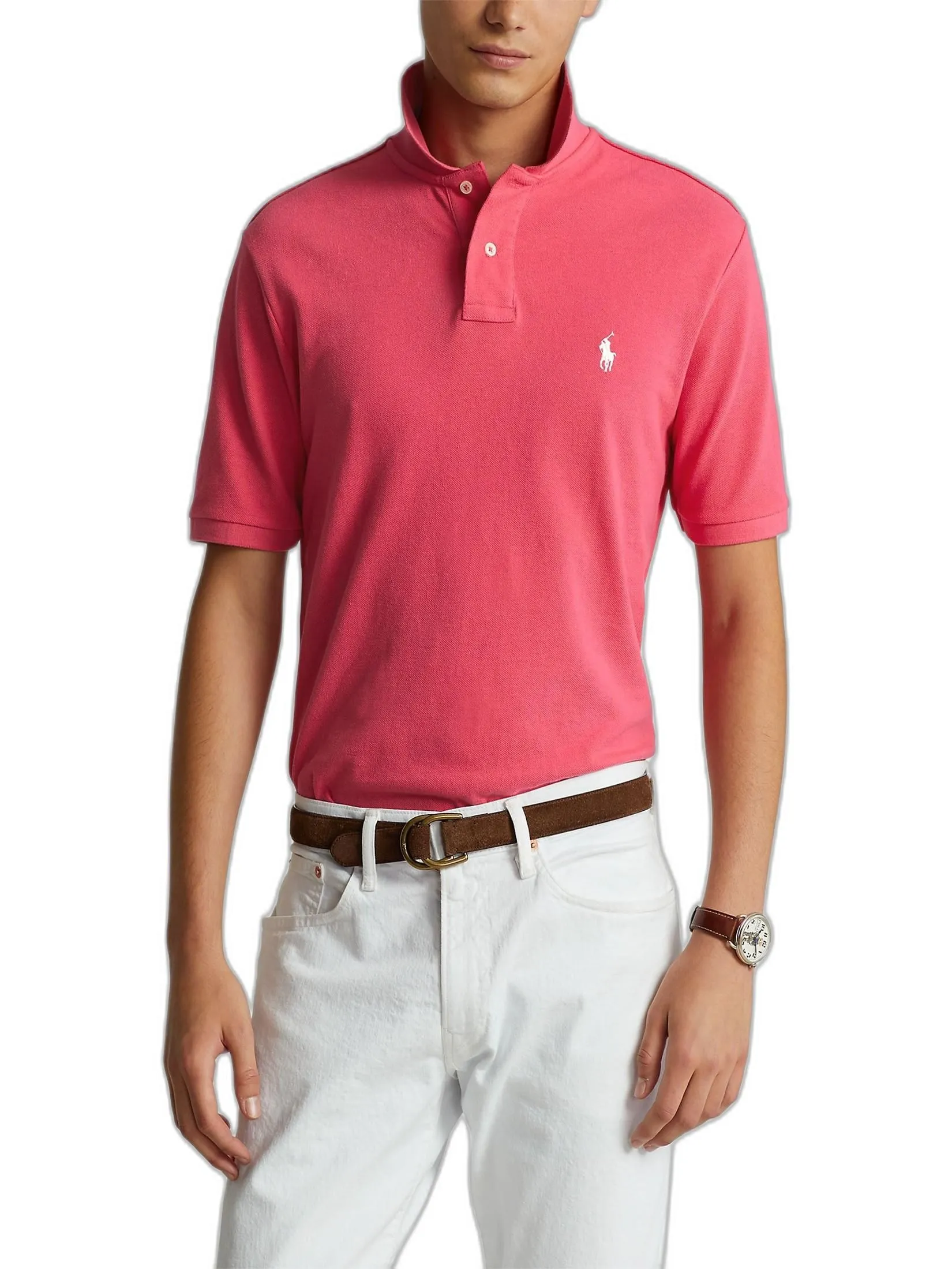 POLO RALPH LAUREN Polo Ralph Lauren POLO-Custom Slim Fit Mesh Polo Shirt MNPOKNI1N820487 650 PINK