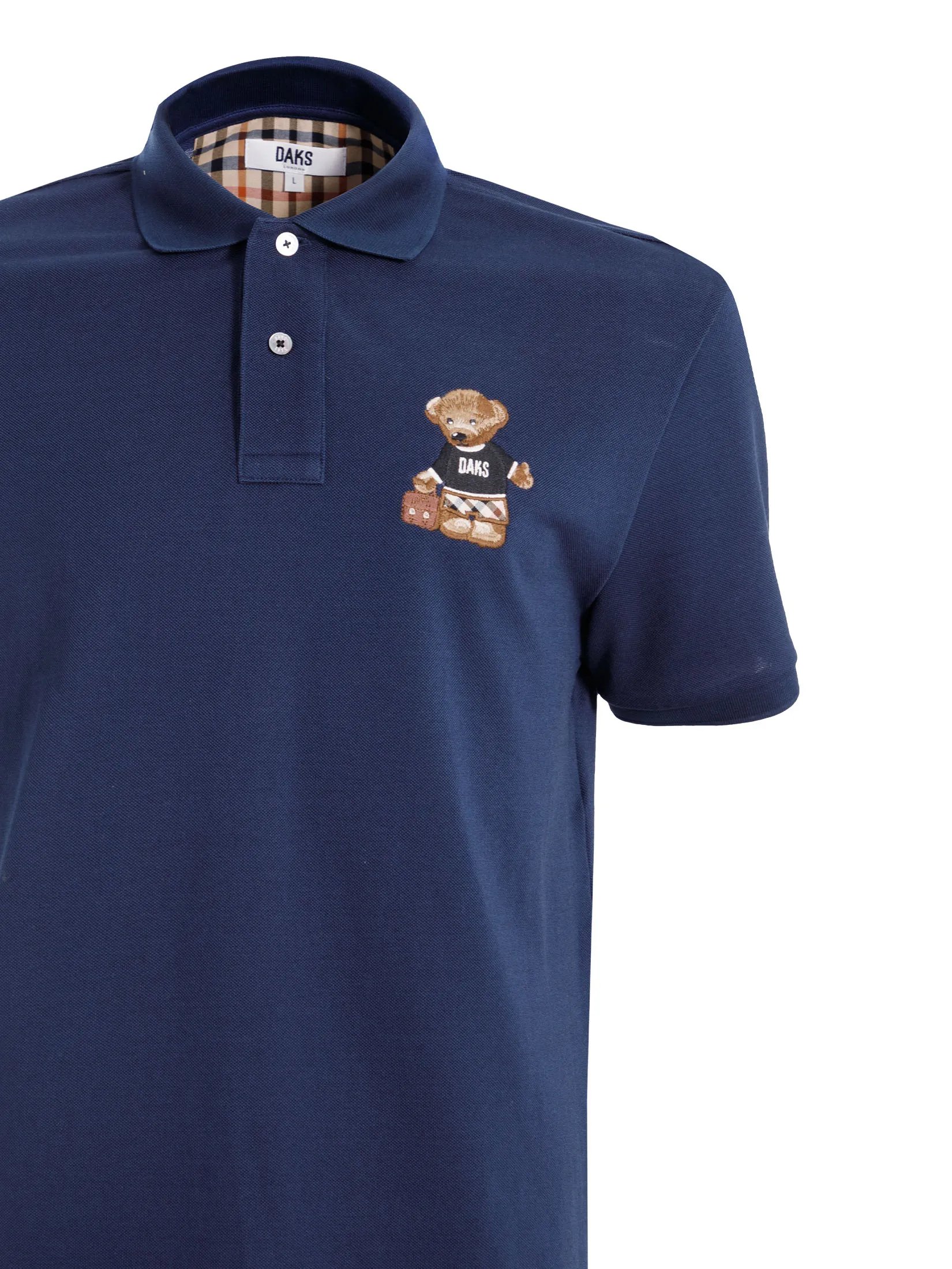 DAKS Men  Short Sleeve Polo Slim Fit Navy