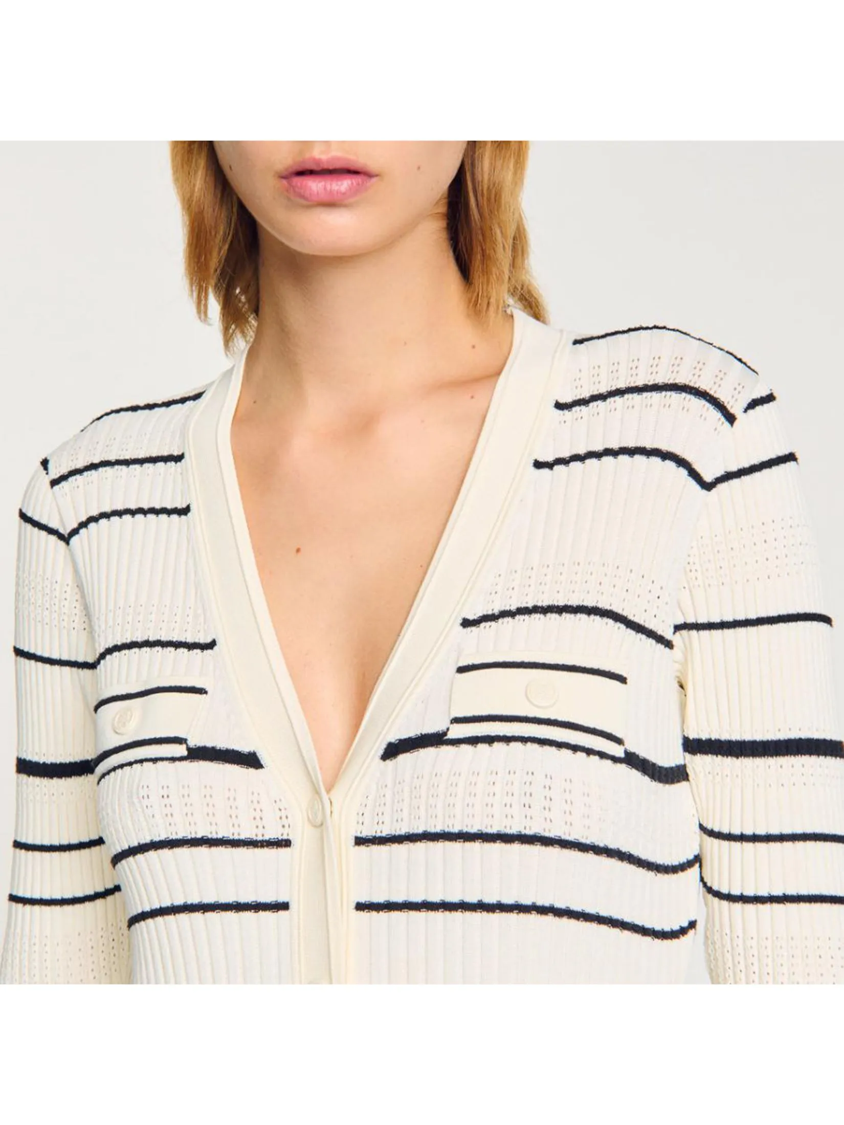 SANDRO Stripy Knit Maxi Dress