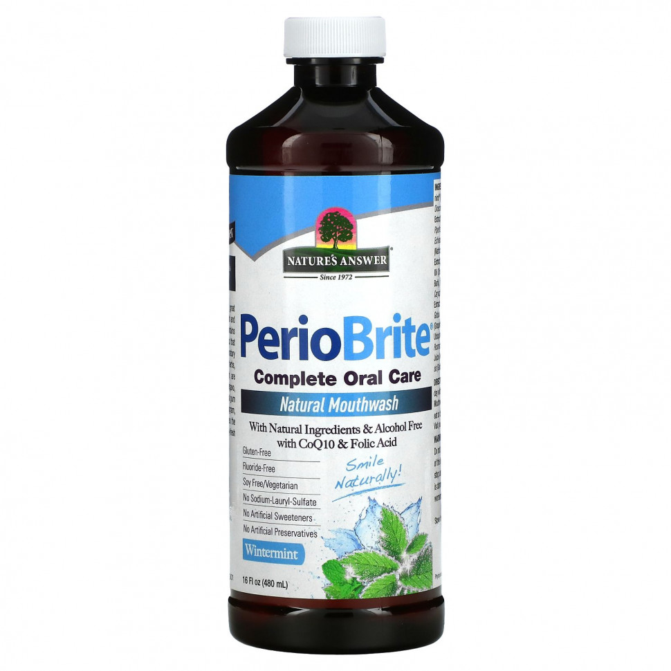 Nature's Answer, PerioBrite, натуральная жидкость для полоскания рта, зимняя мята, 480 мл (16 жидких унций)