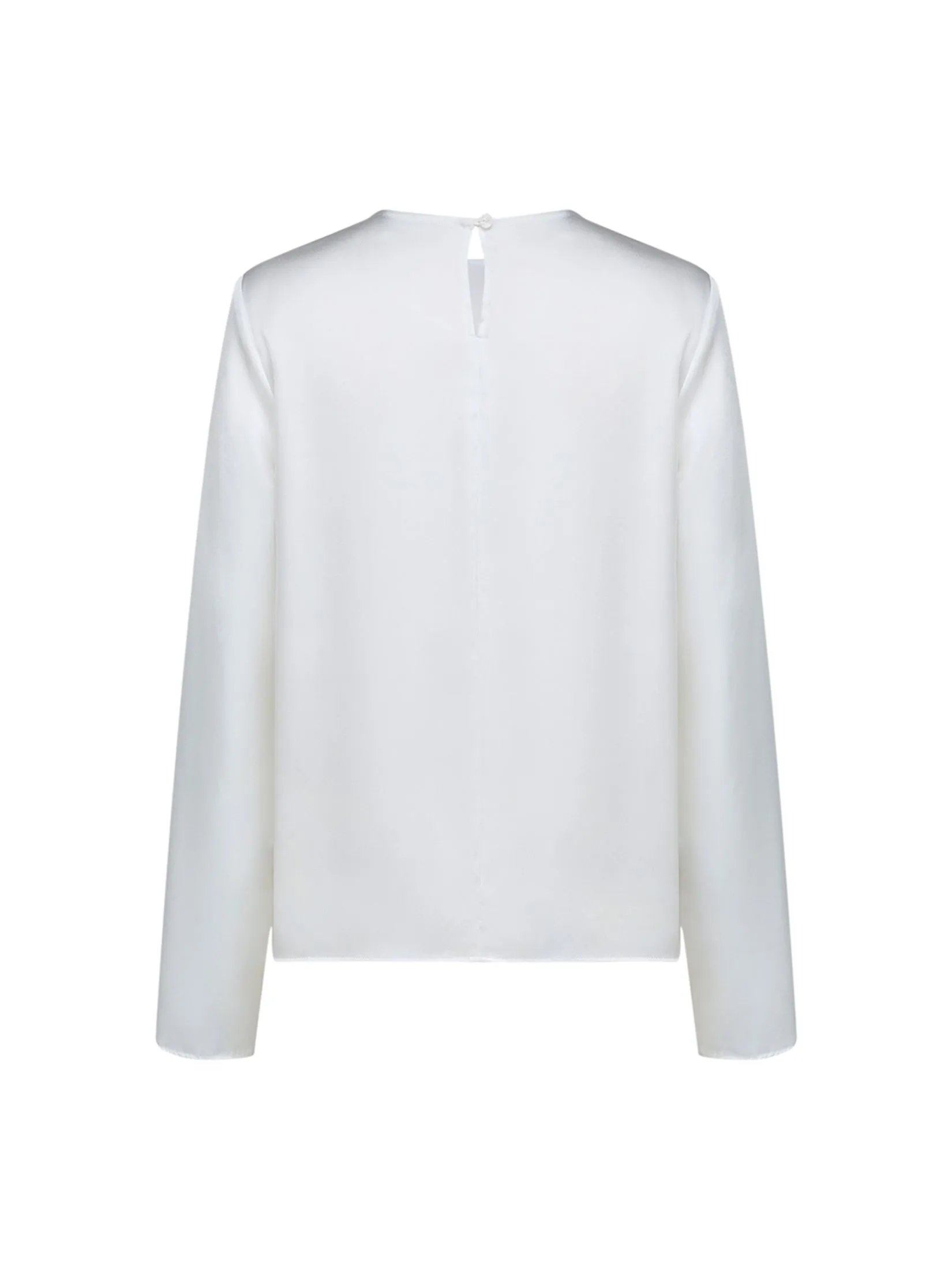 G2000 Women Clothing Satin Round Collar Ruffle Layered Long Sleeves Blouse Regular Fit - Off-White