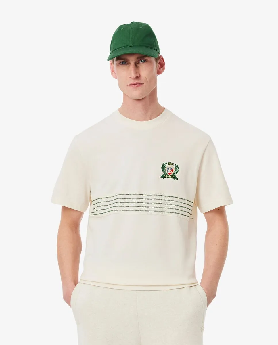 LACOSTE Embroidered Badge Piqu  T-Shirt White