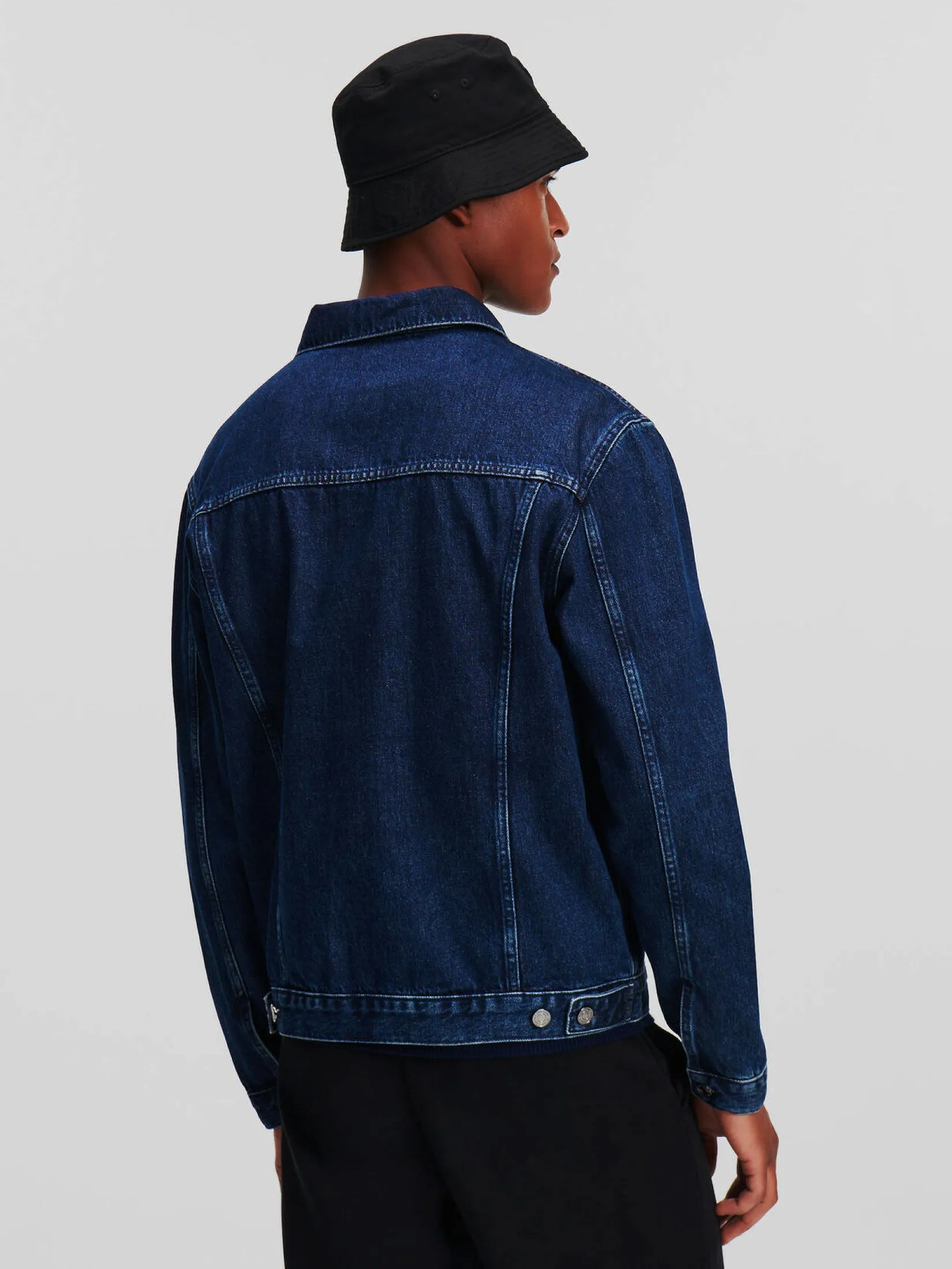 KARL LAGERFELD IKONIK 2.0 SLIM DENIM JACKET DARK BLUE DENIM