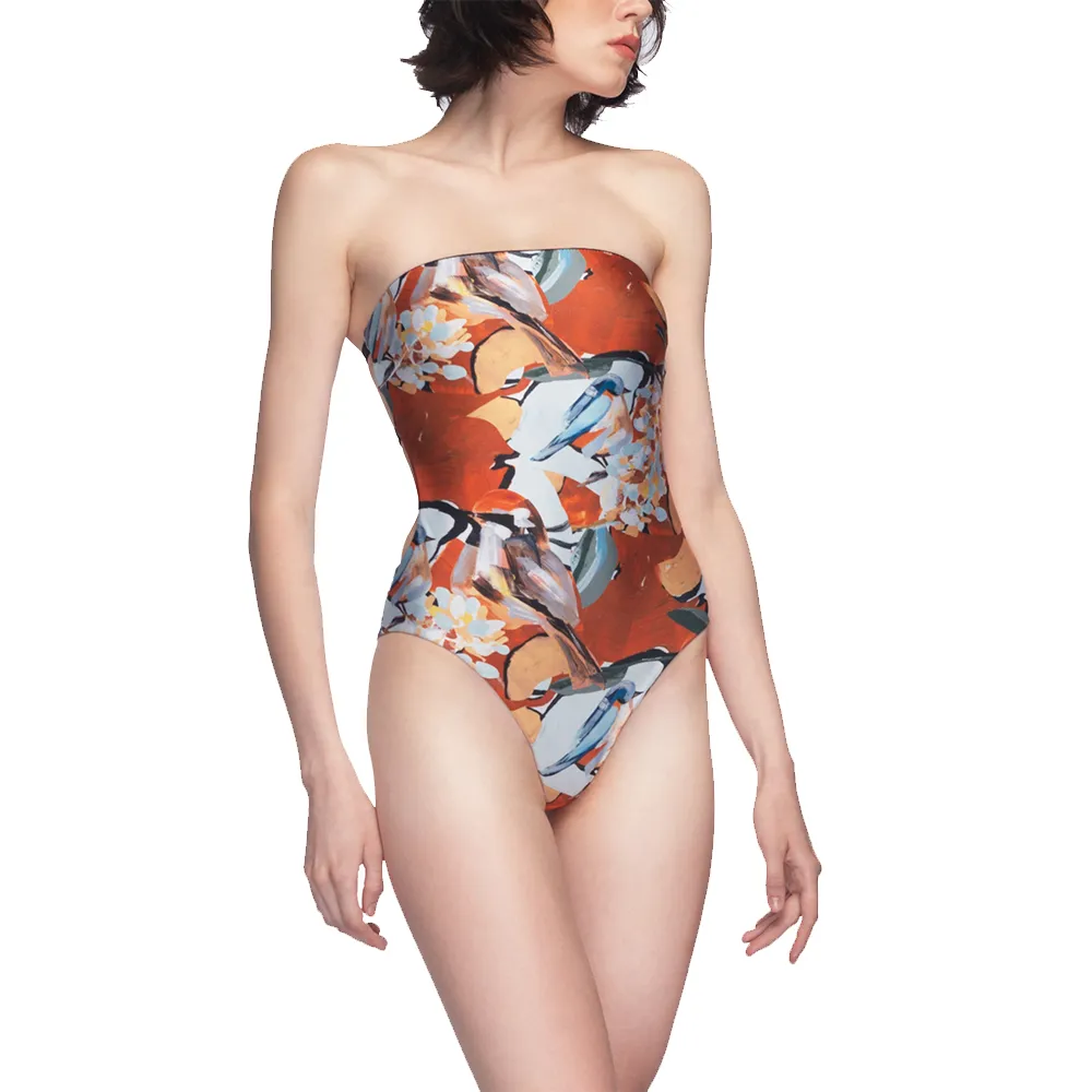 ANGELYS BALEK Multicolor Strapless Women Swimsuit Size - L