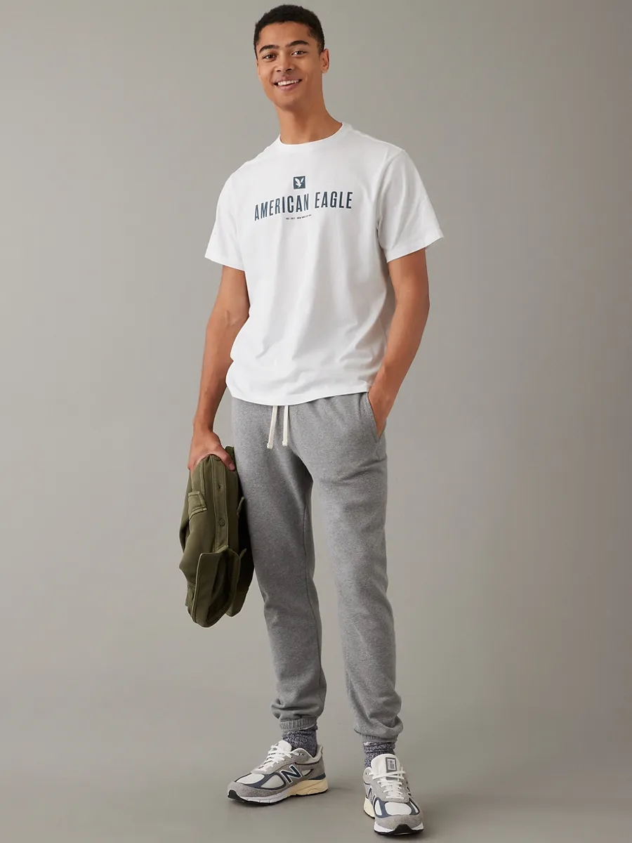 AMERICAN EAGLE MEN G SS CORE BRAND SET IN TEE- PC DYE + SERIOUSLY SOFT WASH 101 AIR WHITE