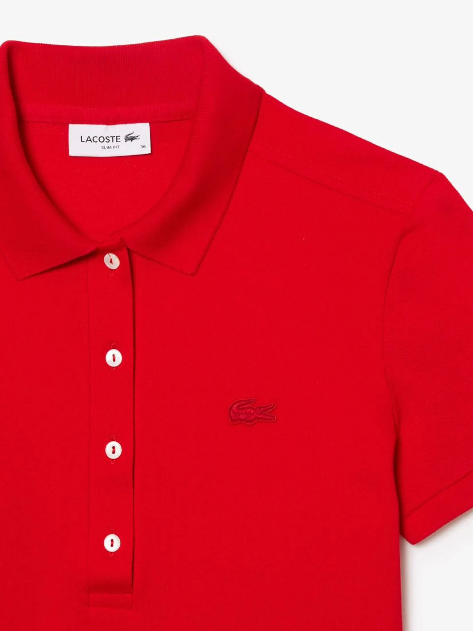 LACOSTE L.12.D Slim Fit Stretch Mini Piqu  Polo Shirt Red