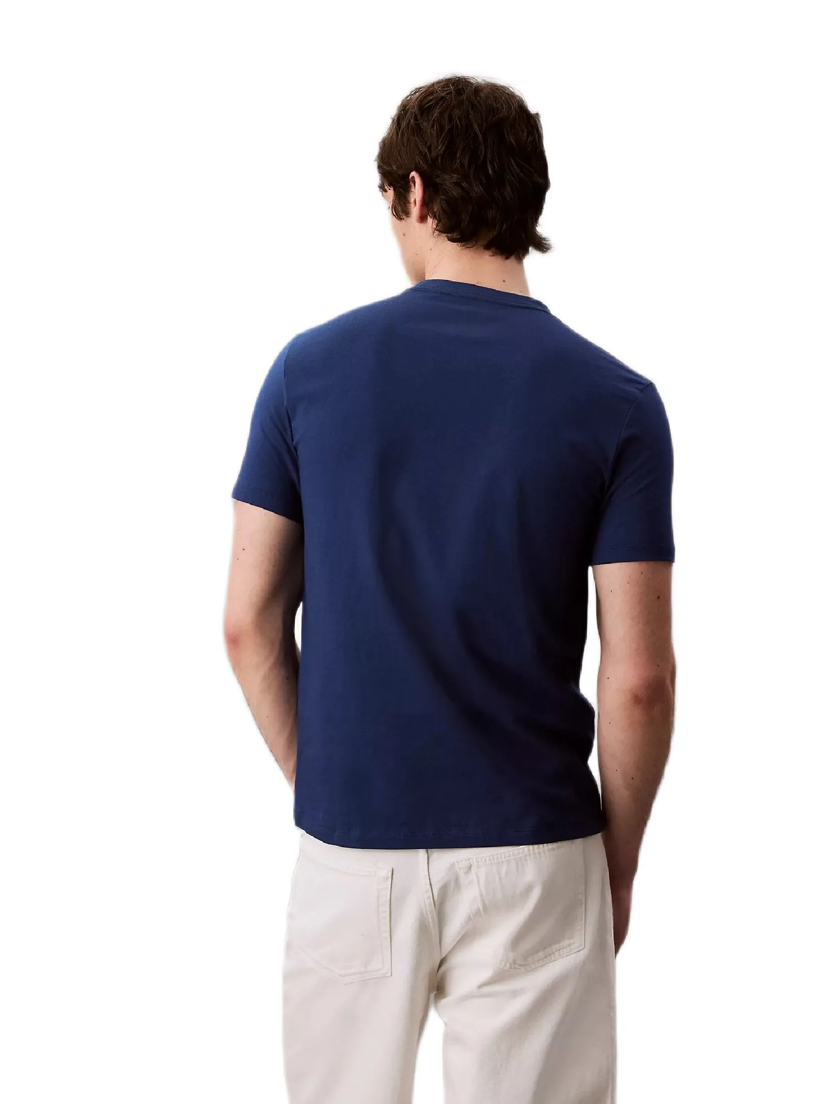 CALVIN KLEIN Men's Monogram Logo Macro Sport Graphic Classic T-Shirt Deep Blue