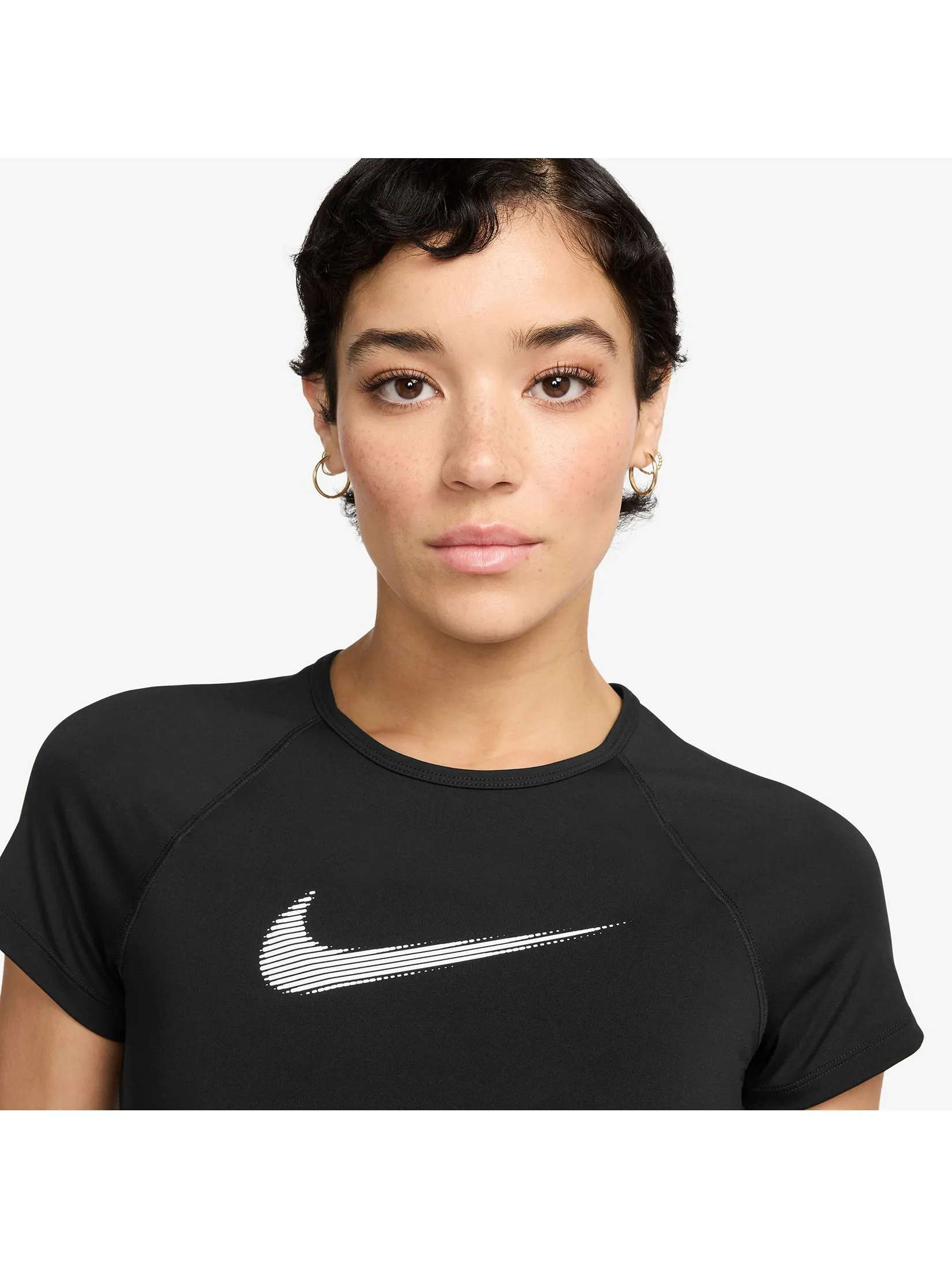 NIKE Women Top Cropped Pro Dri-Fit Graphic HV3674-010 Black/White/White