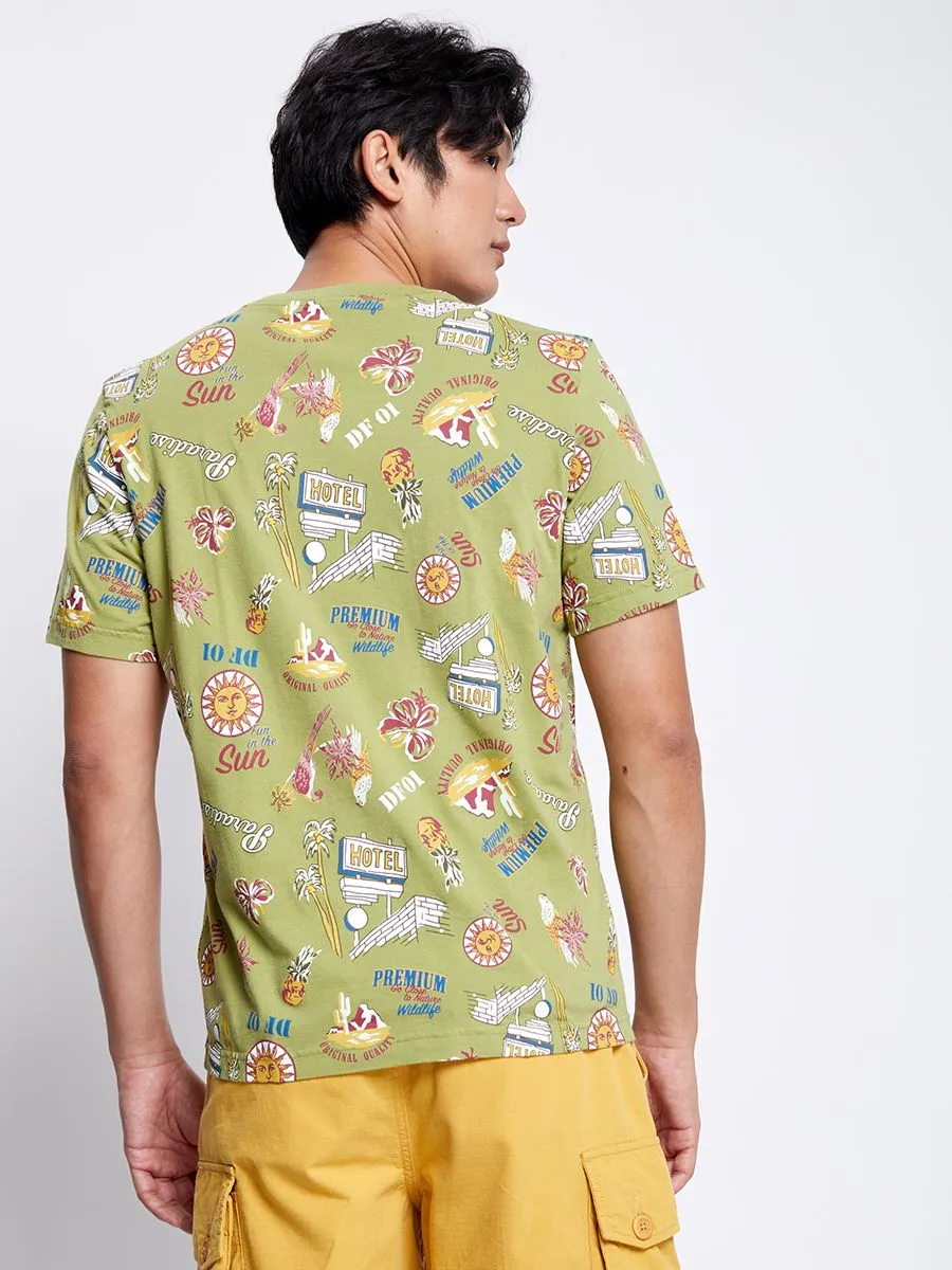 DEFRY 01 Men T-shirt Printed Green
