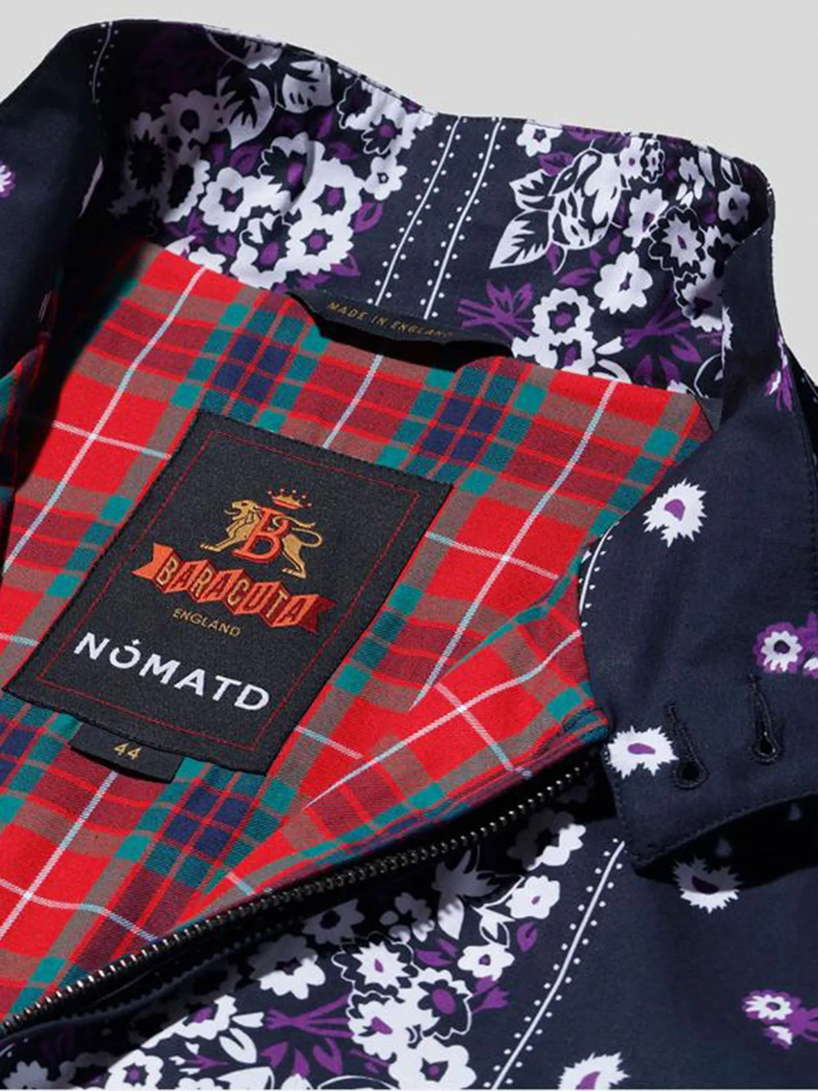 BARACUTA Unisex Harrington Jacket G9 Archive Fits NomaTD Print Black/Purple