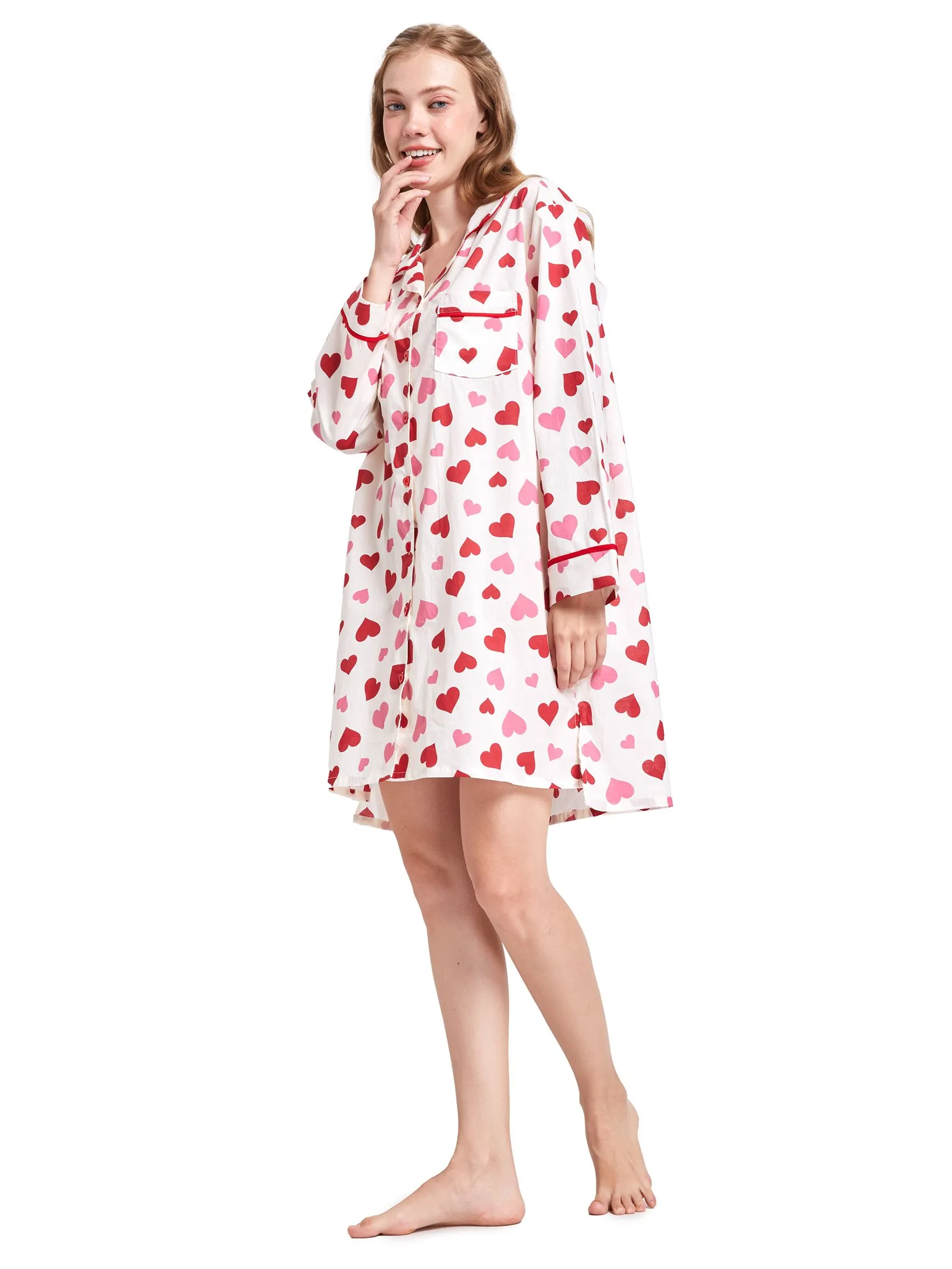 SWEET SENSATIONS Women Pyjamas Long Sleeves Dress Off White