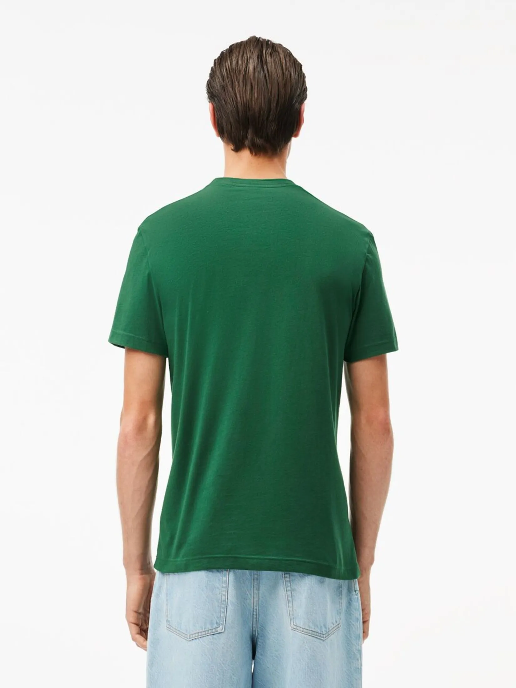 LACOSTE Signature Print Cotton T-shirt Green