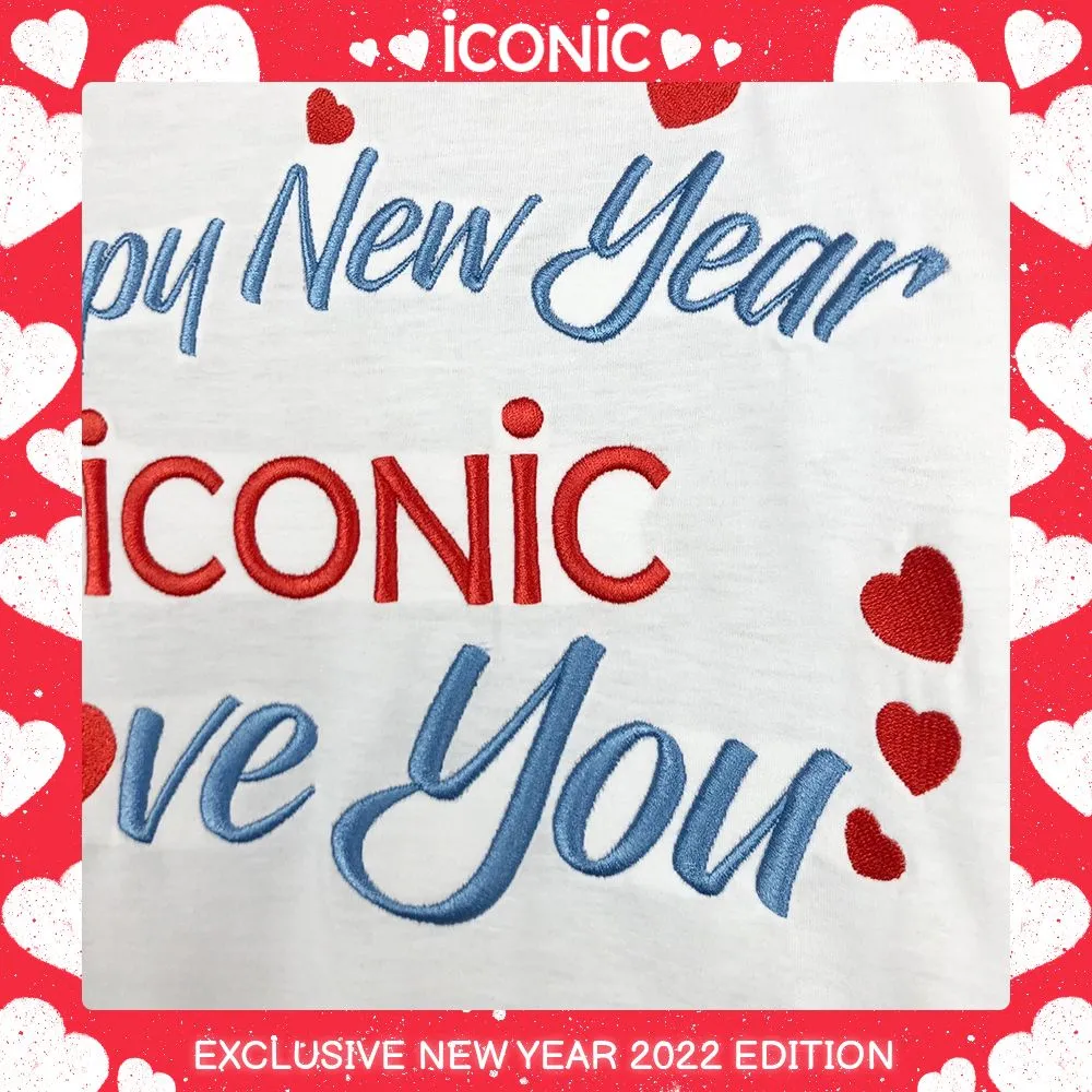 ICONIC White RED NEW YEAR T-SHIRT Model REDHAPPYNEWYEAR2022