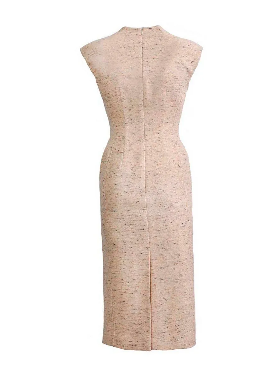 SENADA WOMEN CORSETTED SAND PENCIL DRESS