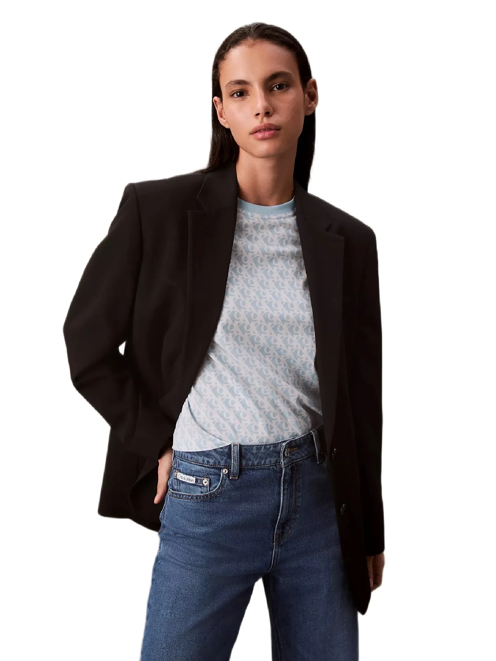 CALVIN KLEIN Women s Allover Monogram Logo Classic T-Shirt Light blue