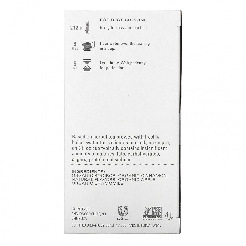 Tazo Teas, Herbal Tea, органическое запеченное яблоко с корицей, без кофеина, 20 пакетиков, 50 г (1,76 унции)