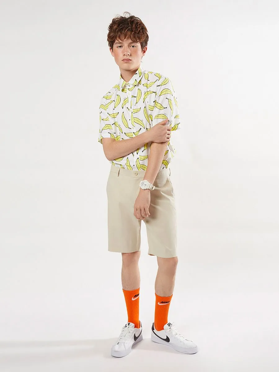 ESP Graphic Banana Fruit Print Hawaiian Shirt Men White