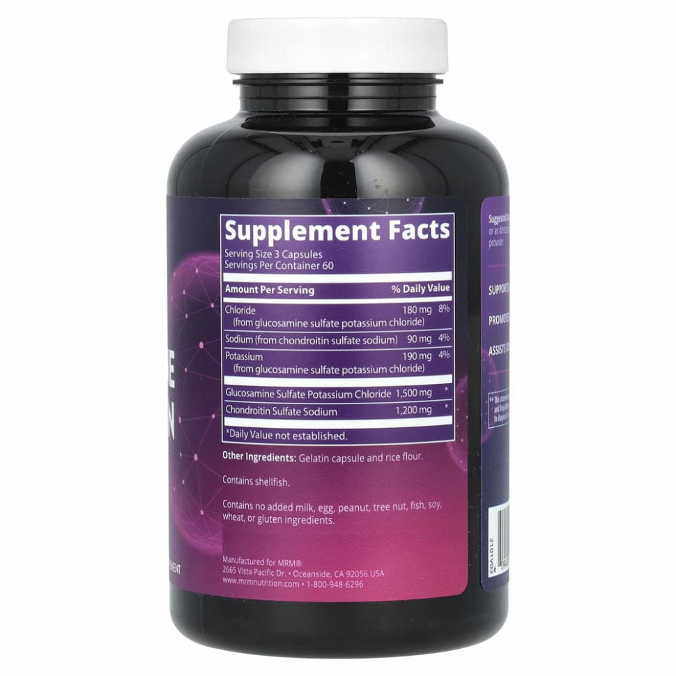 MRM Nutrition, хондроитин и глюкозамин, 180 капсул
