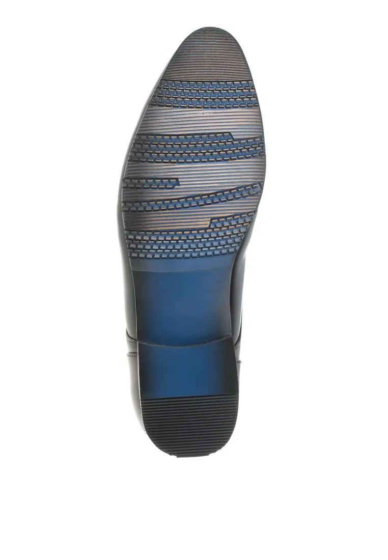 LUIGI BATANI Black Stencil Work Cut Formal Lace Up