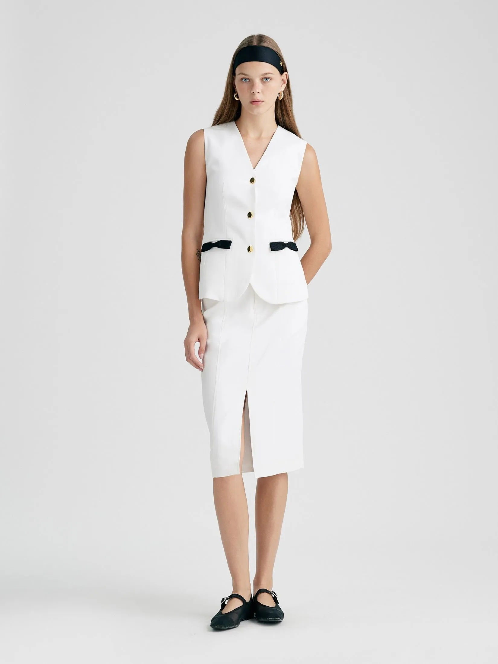 ASV (AW24)Ameena Women Pencil Skirt White