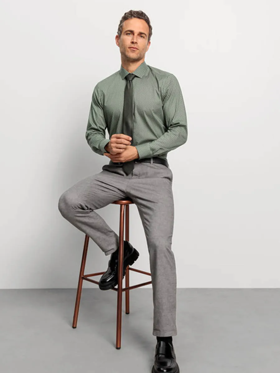 OLYMP MEN SHIRT LONG SLEEVES BUSINESS SHIRT BODY FIT GREEN