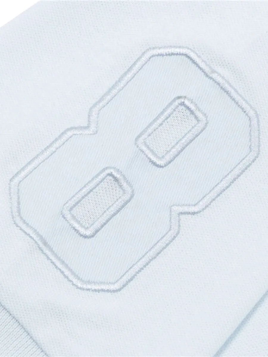 GIORDANO Men's Slim Fit 3D Lion Embroidery Polo Ice Water Blue